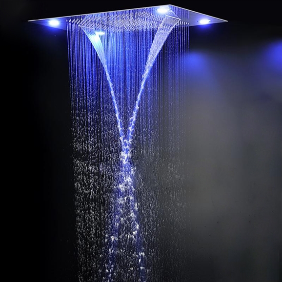 Trialo Solid Brass Recessed Color Changing Water Powered Led Shower Head